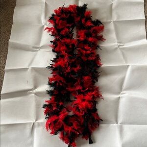 Feather Boa Scarf - Red & Black